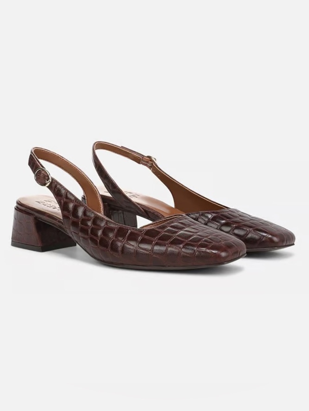 Naturalizer Jayla Brown Crocodile-Embossed Heels US 6.5 W NWT